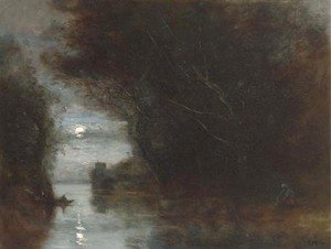 Jean-Baptiste-Camille Corot - Paysage au clair de lune