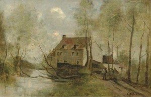 Jean-Baptiste-Camille Corot - Planque, pres Douai-Le Moulin Brule