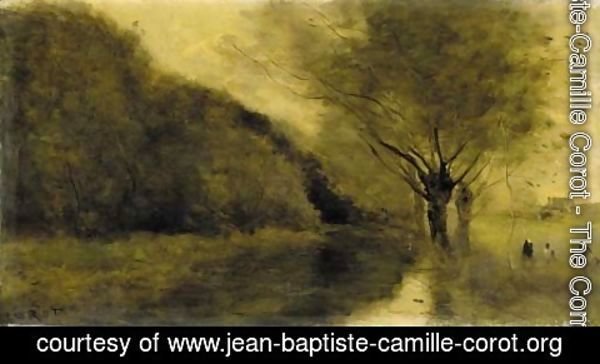 Jean-Baptiste-Camille Corot - Pres Gisors Saulaie et riviere, effet du matin