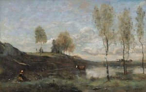 Jean-Baptiste-Camille Corot - Souvenir des Marais de Bove, pres Amiens