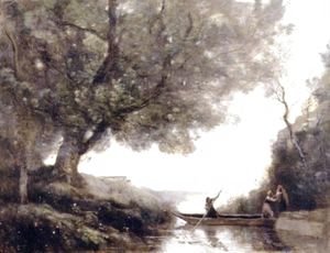 Jean-Baptiste-Camille Corot - Les Paysannes Montant Dans La Barque Du Passeur