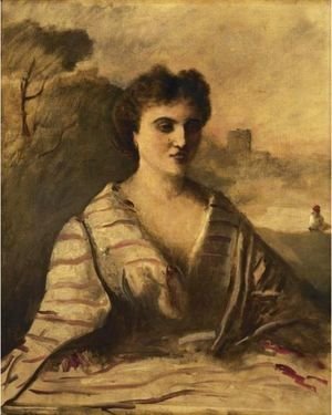 Jean-Baptiste-Camille Corot - Portrait De Jeune Femme En Buste