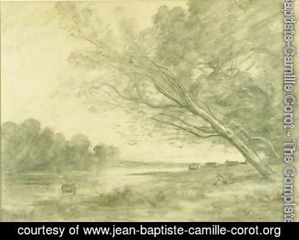 Jean-Baptiste-Camille Corot - Paysage Au Grand Arbre