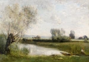 Jean-Baptiste-Camille Corot - La Peche Et La Fenaison (Environs De Ville-D'Avray)