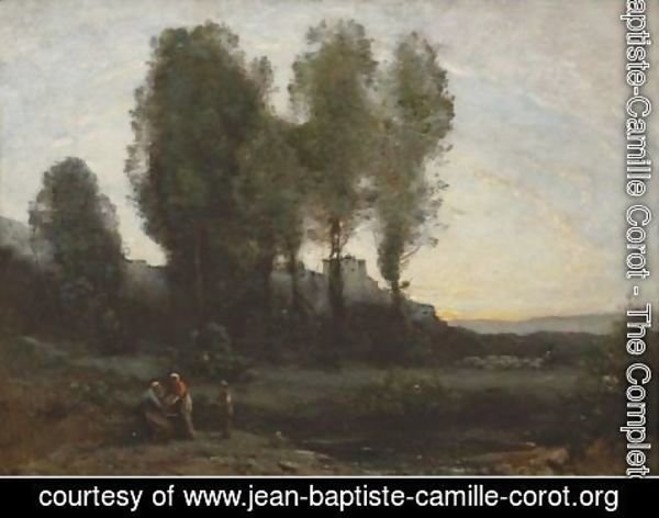 Jean-Baptiste-Camille Corot - Le Monastere Derriere Les Arbres