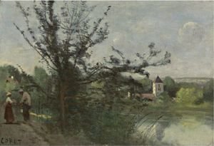 Jean-Baptiste-Camille Corot - Vetheuil, Bord De La Seine