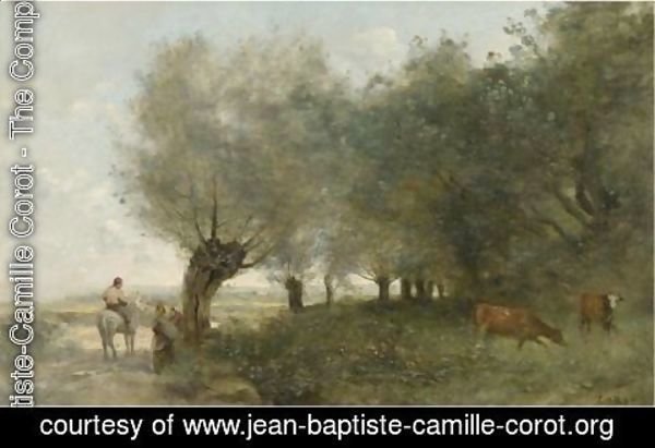 Jean-Baptiste-Camille Corot - Les Saules A La Pointe De L'Ile