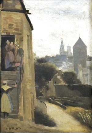 Jean-Baptiste-Camille Corot - Maison Et Angle D'Une Rue A Semur En Auxois
