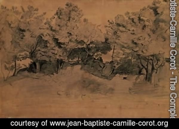 Jean-Baptiste-Camille Corot - Landscape of Royat, study of trees