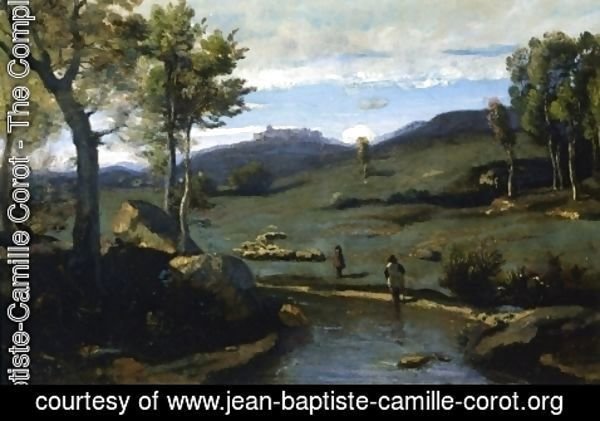 Jean-Baptiste-Camille Corot - Roman Countryside Rocky Valley with a Herd of Pigs 2