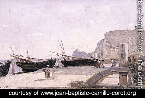Jean-Baptiste-Camille Corot - The Beach, Etretat