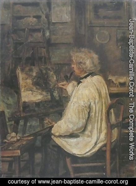 Jean-Baptiste-Camille Corot - Corot Painting in the Studio of his Friend, Painter Constant Dutilleux